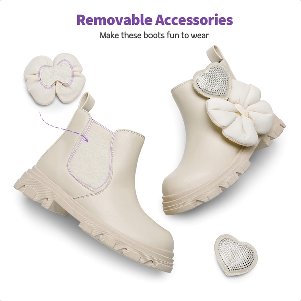 Girls Interchangeable Chelsea Boots - BEIGE - 1